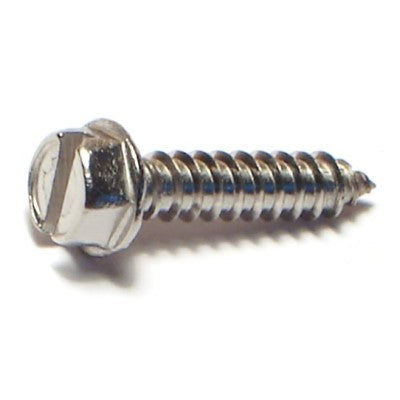 #8 x 3/4" 18-8 Stainless Steel Slotted Hex Washer Head Sheet Metal Screws