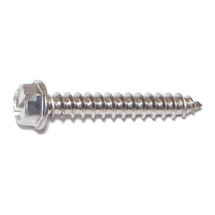 #12 x 1-1/2" 18-8 Stainless Steel Slotted Hex Washer Head Sheet Metal Screws