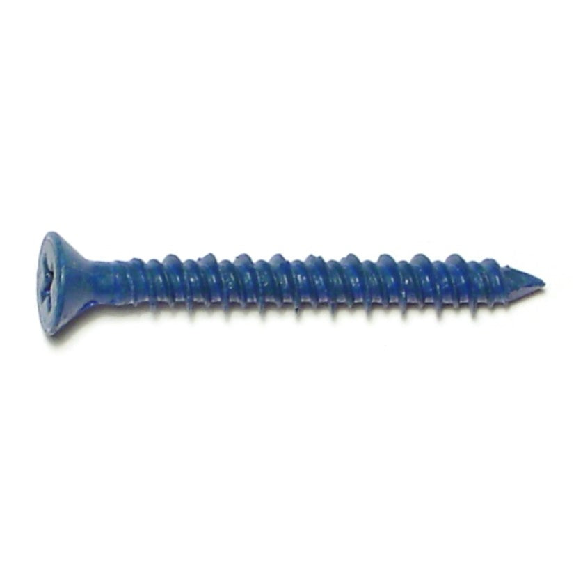 3/16" x 1-3/4" Blue Ruspert Coated Steel Phillips Flat Head Tapcon Masonry Screws