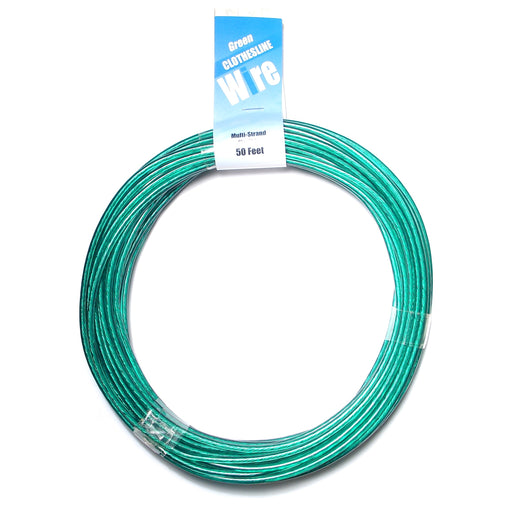 32 WG x 50' Green Vinyl Coated Stranded Clothesline Wire