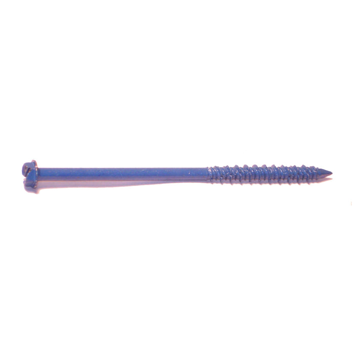 3/16" x 3-3/4" Blue Ruspert Coated Steel Slotted Hex Washer Head Masonry Screws