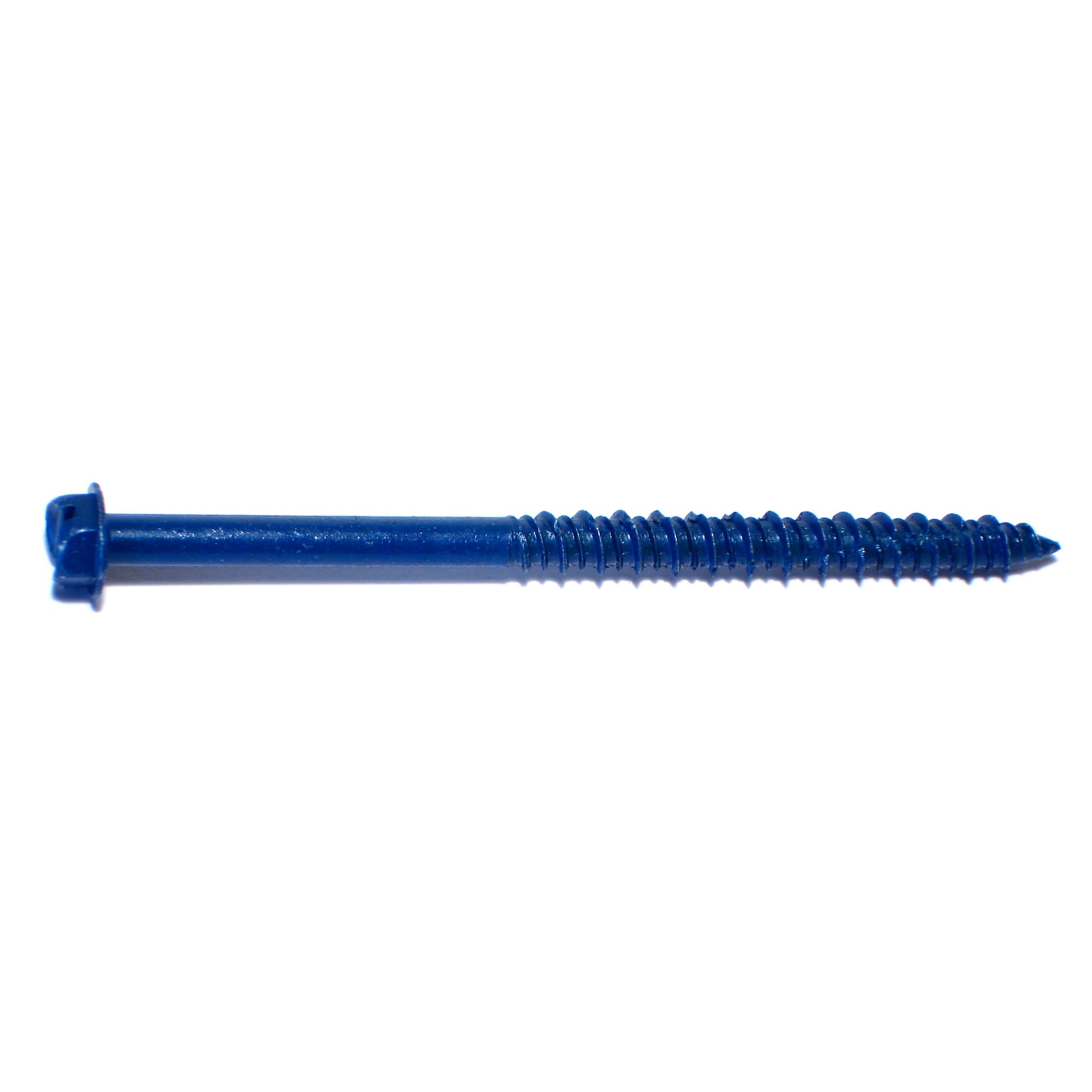 1/4" 3-3/4" Blue Ruspert Coated Steel Slotted Hex Washer Head Masonry Screws