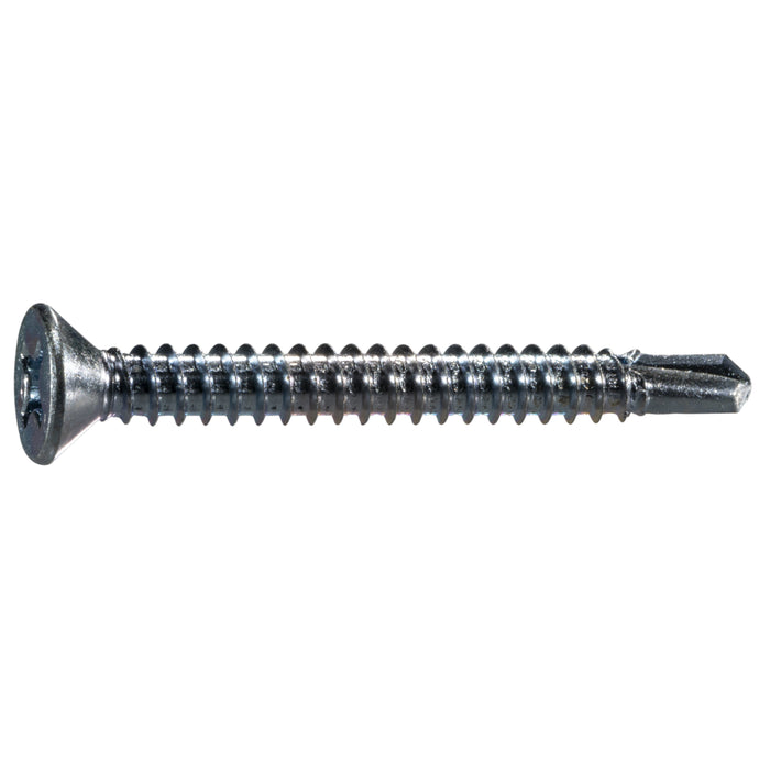 #12-14 x 2" Zinc Plated Steel Phillips Flat Head Self-Drilling Screws