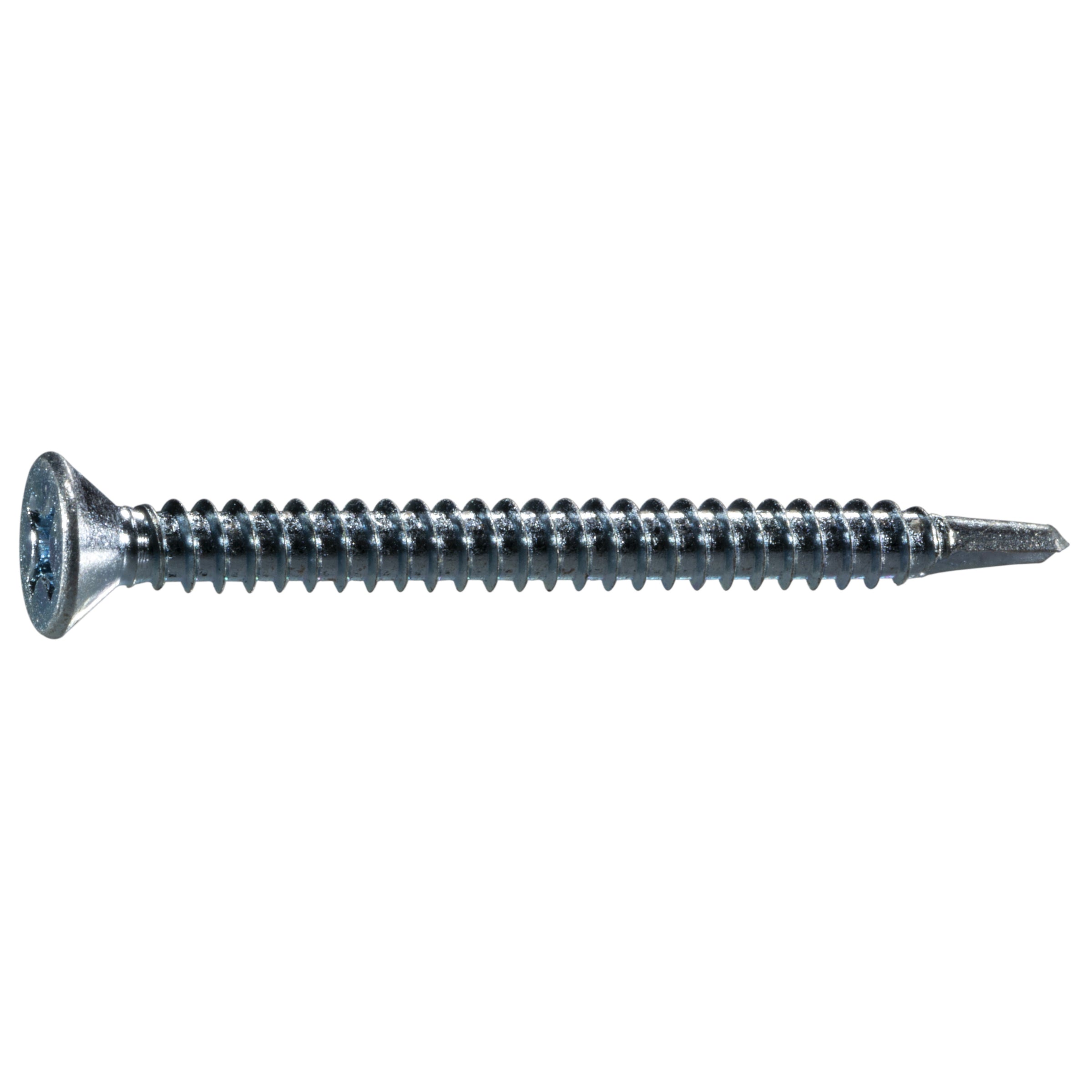 #12-14 x 2-1/2" Zinc Plated Steel Phillips Flat Head Self-Drilling Screws