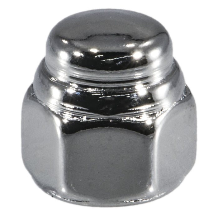 #10-24 Chrome Plated Steel Coarse Thread Flat Head Acorn Cap Nuts