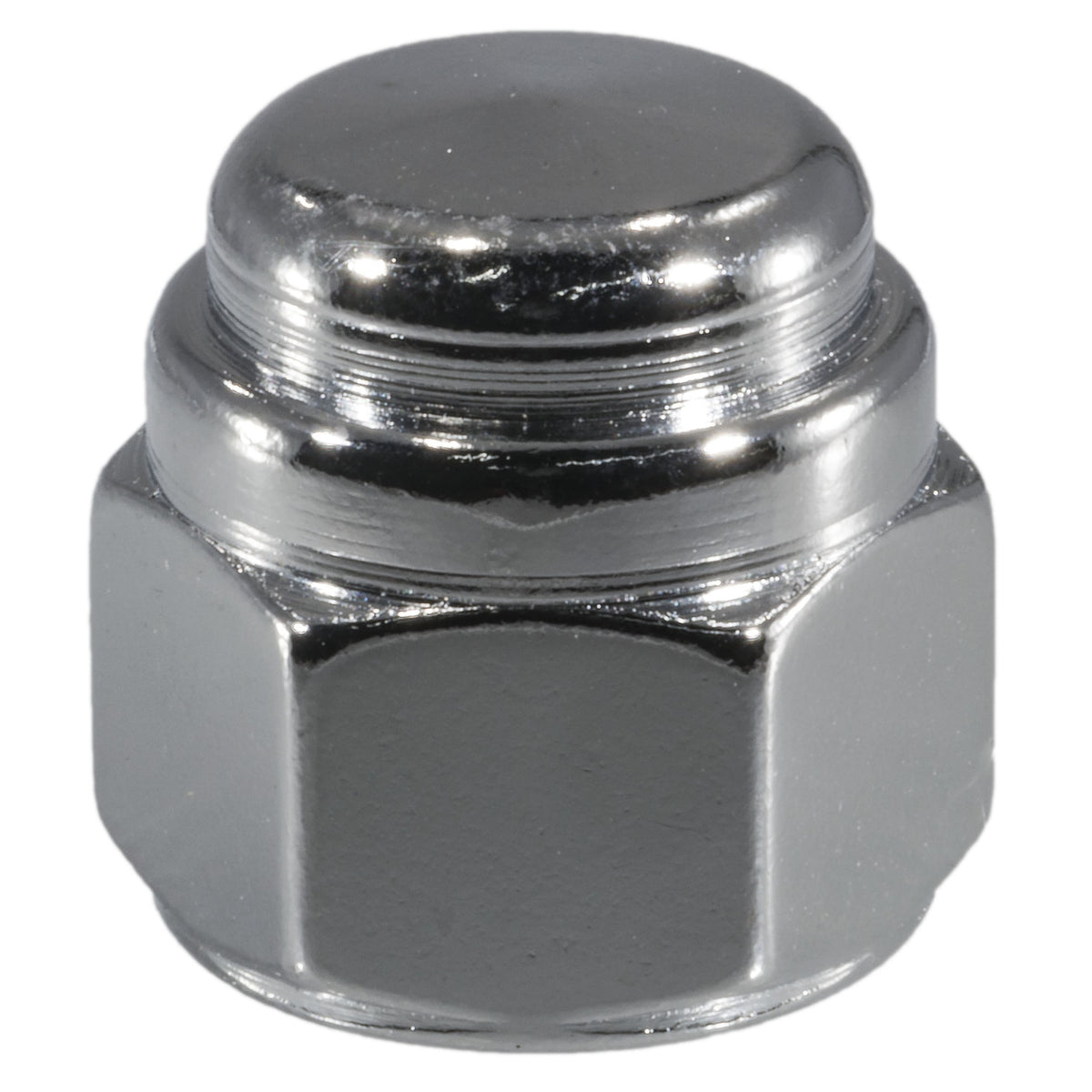 1/2"-20 Chrome Plated Steel Fine Thread Flat Head Acorn Cap Nuts