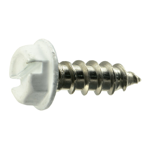 #8-14 x 1/2" White Painted 18-8 Stainless Steel Hex Washer Head Sheet Metal Screws