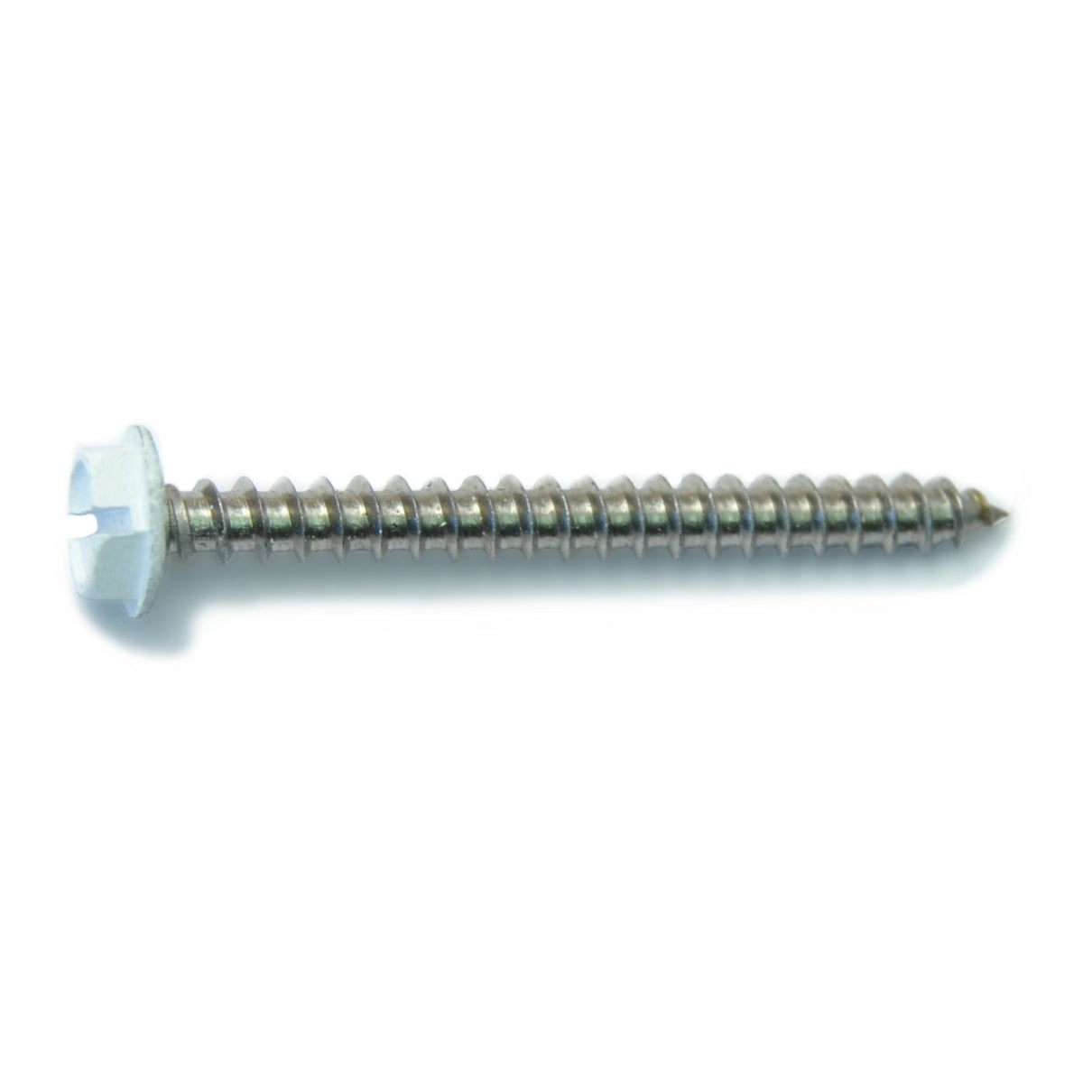 #10-11 x 2" White Painted 18-8 Stainless Steel Hex Washer Head Sheet Metal Screws