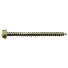 #10 x 2-1/2" Beige Painted 18-8 Stainless Steel Hex Washer Head Sheet Metal Screws