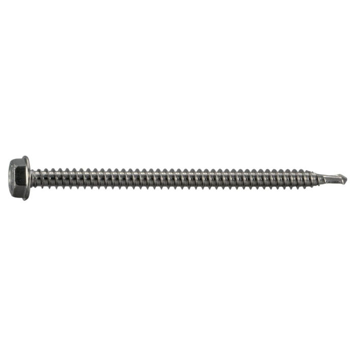 #10-14 x 3" 410 Stainless Steel Hex Washer Head Self-Drilling Screws