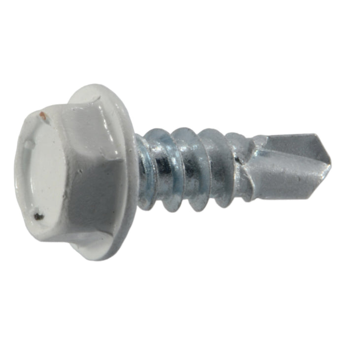 #8 x 1/2" White Painted Zinc Plated Steel Hex Washer Head Gutter Screws