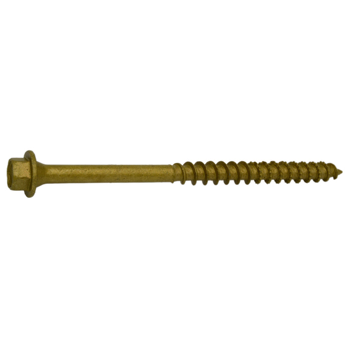 1/4" x 4" Tan XL1500 Coated Steel Coarse Thread Hex Washer Head Saberdrive Timber Screws