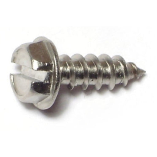 #8 x 1/2" Zinc Plated Steel Slotted Hex Washer Head Sheet Metal Screws