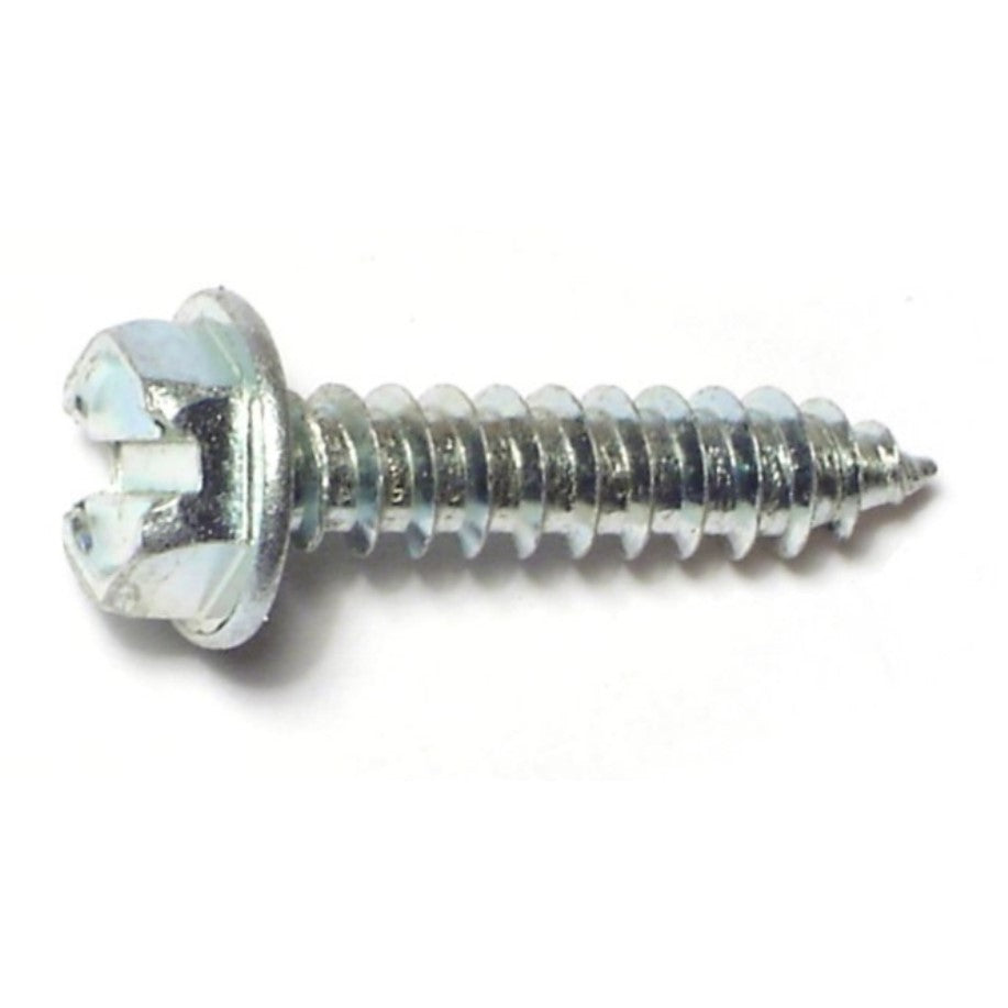 #8 x 3/4" Zinc Plated Steel Slotted Hex Washer Head Sheet Metal Screws