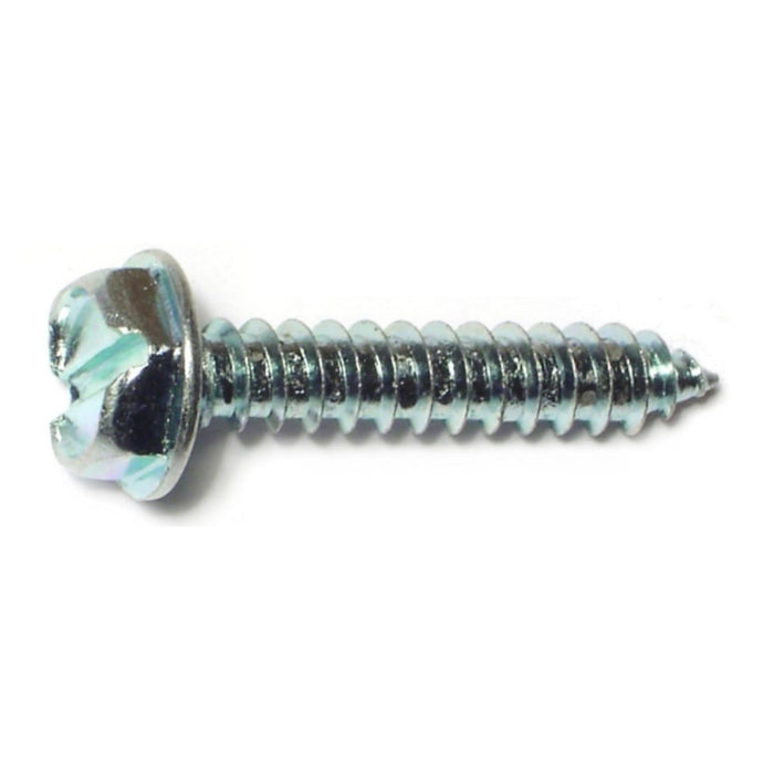 #10 x 1" Zinc Plated Steel Slotted Hex Washer Head Sheet Metal Screws