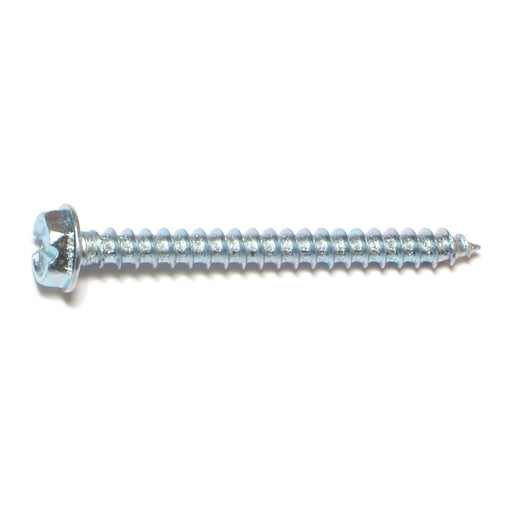 #10 x 2" Zinc Plated Steel Slotted Hex Washer Head Sheet Metal Screws