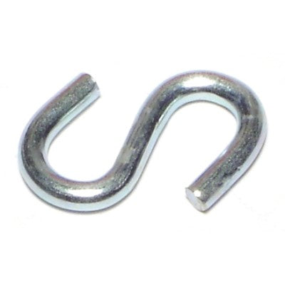 1/8" x 3/8" x 1" Zinc Plated Steel Open S Hooks