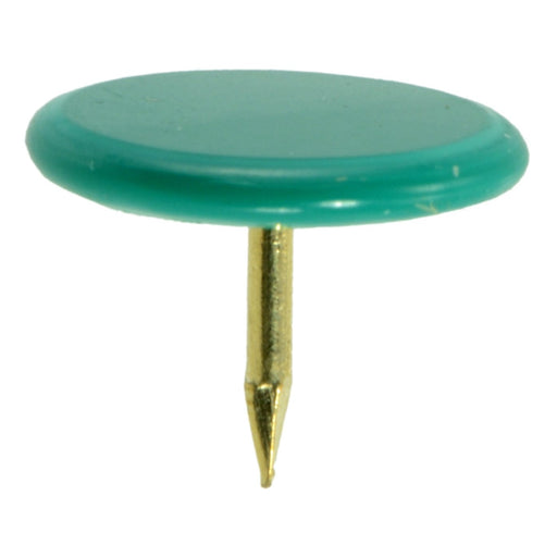 19 gauge x 0.3" Green Brass Thumb Tacks