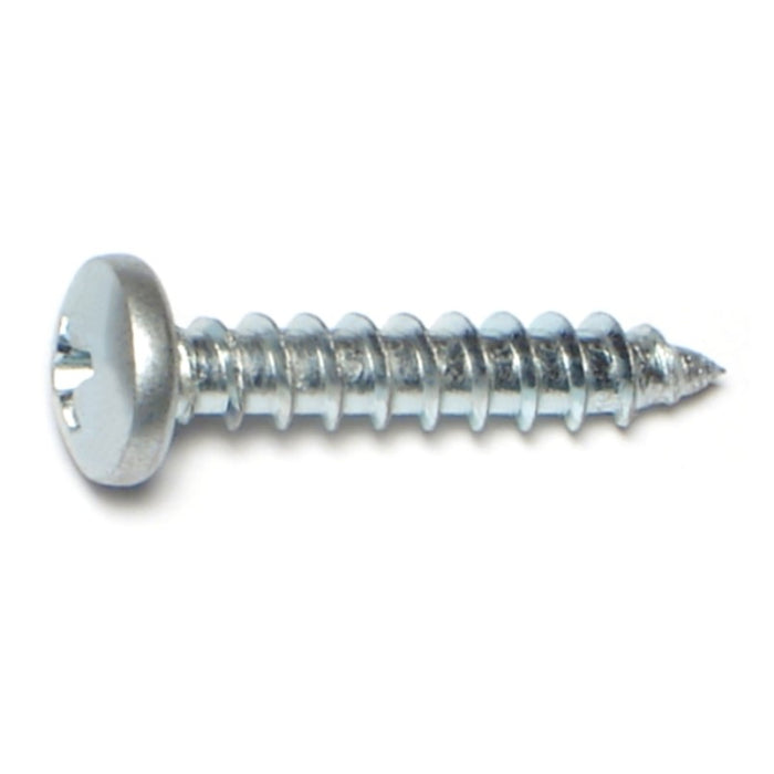 #10 x 1" Zinc Plated Steel Phillips Pan Head Sheet Metal Screws