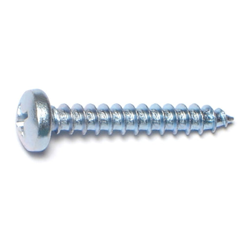 #10 x 1-1/4" Zinc Plated Steel Phillips Pan Head Sheet Metal Screws