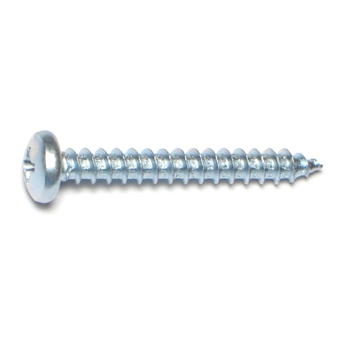 #10 x 1-1/2" Zinc Plated Steel Phillips Pan Head Sheet Metal Screws