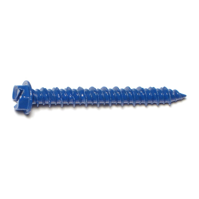 3/16" x 1-3/4" Blue Ruspert Coated Steel Slotted Hex Washer Head Masonry Screws