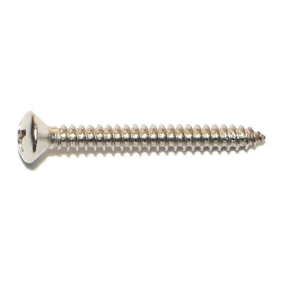 #8 x 1-1/2" 18-8 Stainless Steel Phillips Oval Head Sheet Metal Screws