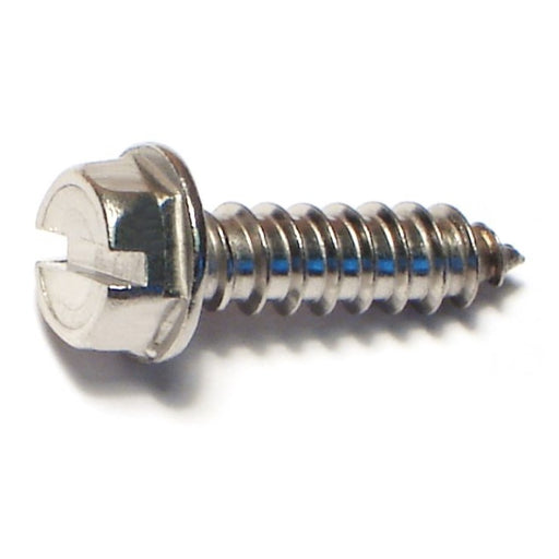 #12 x 3/4" 18-8 Stainless Steel Slotted Hex Washer Head Sheet Metal Screws