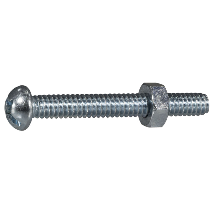 1/4"-20 x 2" Zinc Plated Steel Coarse Thread Combo Round Head Machine Screws