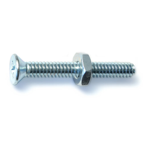 #10-24 x 1-1/2" Zinc Plated Steel Coarse Thread Phillips Flat Head Machine Screws