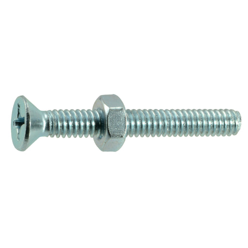 1/4"-20 x 2" Zinc Plated Steel Coarse Thread Phillips Flat Head Machine Screws