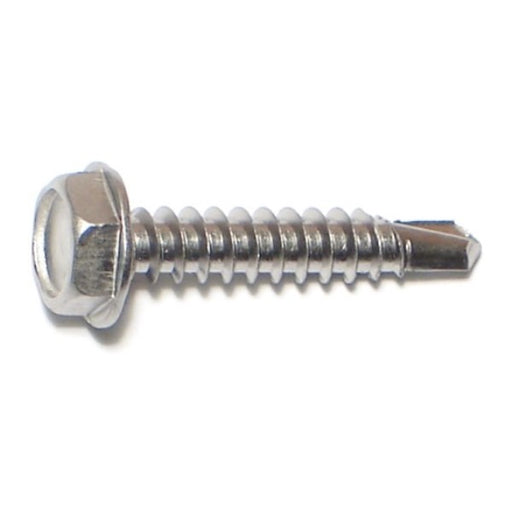 #10-16 x 1" 410 Stainless Steel Hex Washer Head Self-Drilling Screws