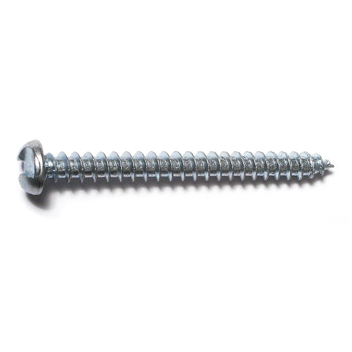 #10 x 2" Zinc Plated Steel One-Way Slotted Pan Head Sheet Metal Screws