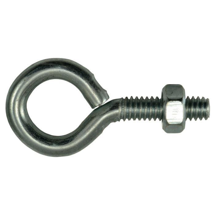 1/4"-20 x 2" Zinc Plated Steel Coarse Thread Eye Bolts