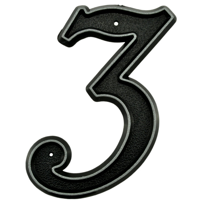 6" - "3" Black Plastic Reflective House Numbers