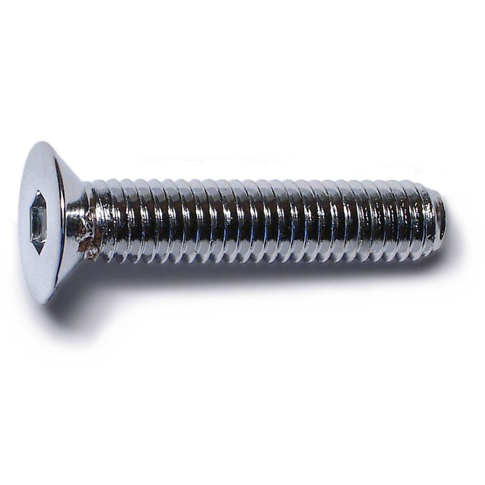 6mm-1.0 x 30mm Chrome Plated Class 10.9 Steel Coarse Thread Flat Head Hex Socket Cap Screws