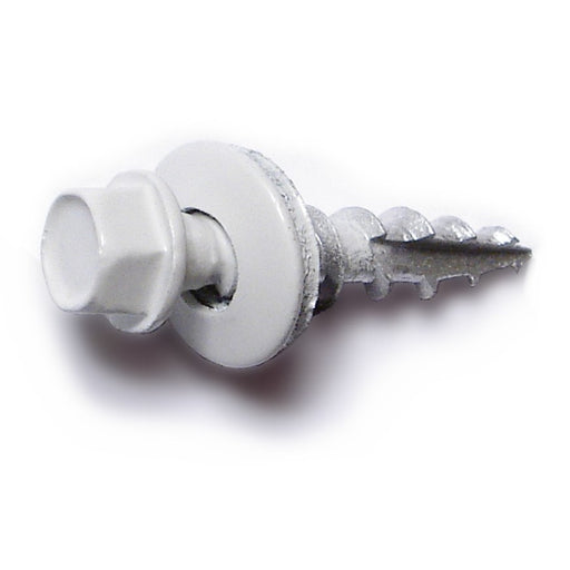 #10 x 1" White Painted Steel Hex Washer Head Type 17 Pole Barn Self-Drilling Screws