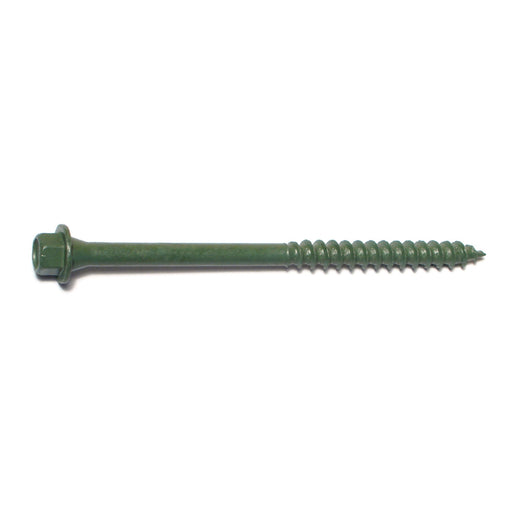 1/4" x 4" Green Ceramic Coated Steel Indented Hex Washer Head Timber Screws