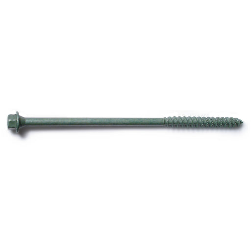 1/4" x 6" Green Ceramic Coated Steel Indented Hex Washer Head Timber Screws