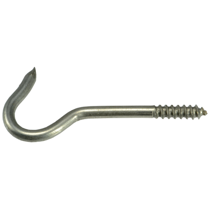 #4 x 1/8" x 3/8" x 1-5/8" 18-8 Stainless Steel Screw Hooks