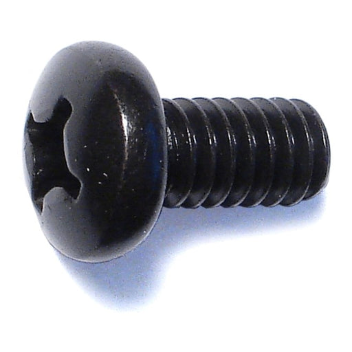 1/4"-20 x 1/2" Black Oxide Steel Coarse Thread Phillips Pan Head Machine Screws