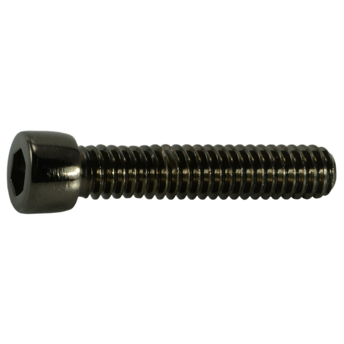 1/4"-20 x 1-1/4" Black Chrome Plated Steel Coarse Thread Smooth Socket Cap Screws