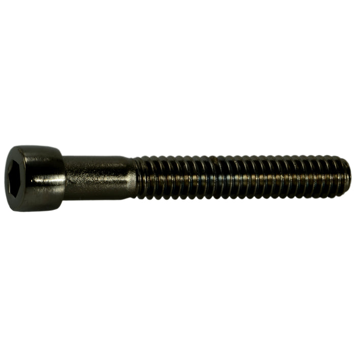 1/4"-20 x 1-3/4" Black Chrome Plated Steel Coarse Thread Smooth Socket Cap Screws