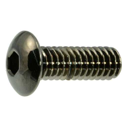 #8-32 x 1/2" Black Chrome Plated Steel Coarse Thread Button Head Socket Cap Screws