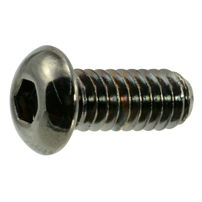 1/4"-20 x 5/8" Black Chrome Plated Steel Coarse Thread Button Head Socket Cap Screws