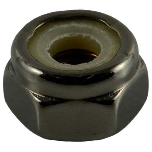 #10-32 x 7/16" Black Chrome Plated Steel Fine Thread Nylon Insert Lock Nuts