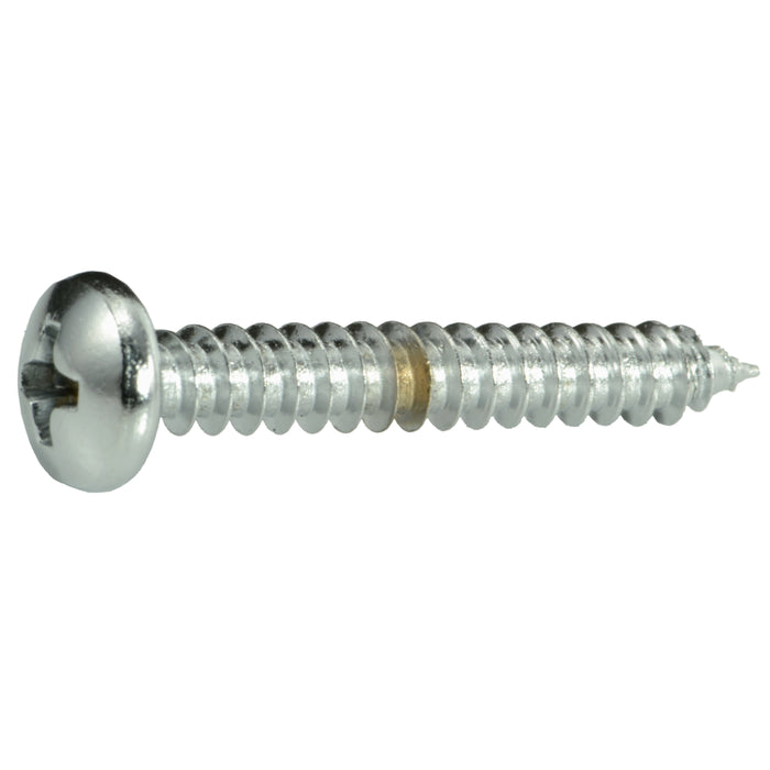 #10 x 1-1/4" Chrome Plated Steel Phillips Pan Head Sheet Metal Screws