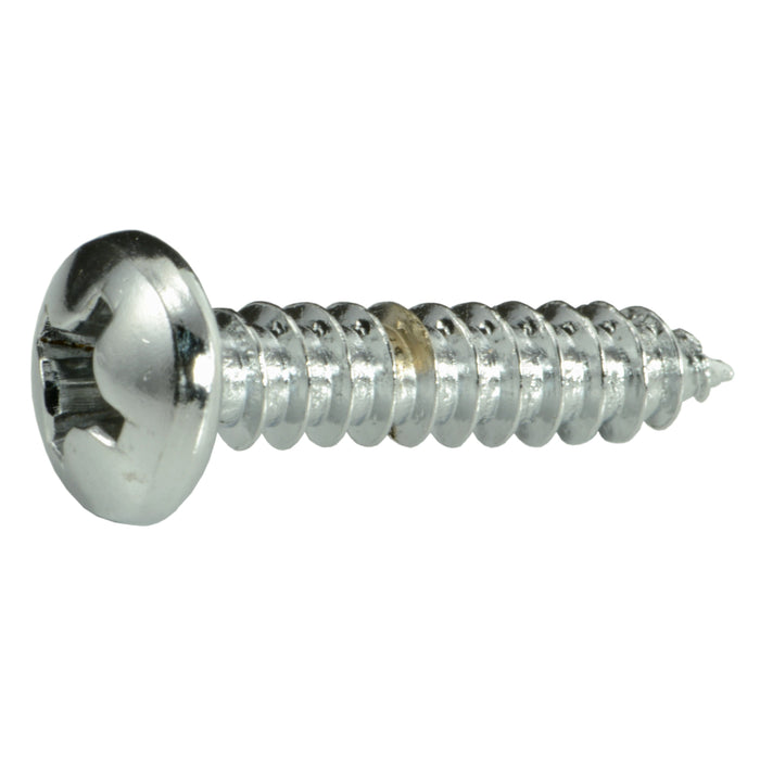 #12 x 1" Chrome Plated Steel Phillips Pan Head Sheet Metal Screws