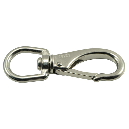 7/8" x 4-3/4" 316 Stainless Steel Swivel Bolt Snap Hooks