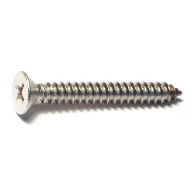 #10 x 1-1/2" 18-8 Stainless Steel Phillips Flat Head Sheet Metal Screws